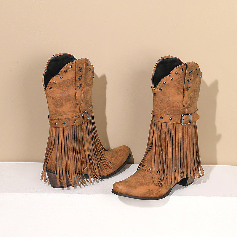 Tasmota - Vrouwen Vintage Etnische Western Cowboy Laarzen
