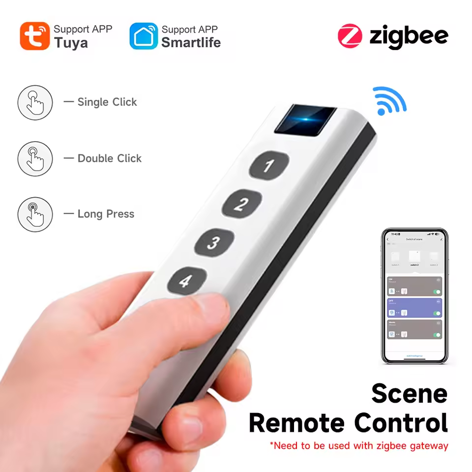 Tuya 4 Channel - Tuya ZigBee Intelligente Scèneschakelaar 4-voudig ondersteunt