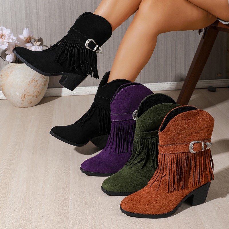 Tasmota - Modieuze trendy laarzen met kwastjesriemgesp, casual,