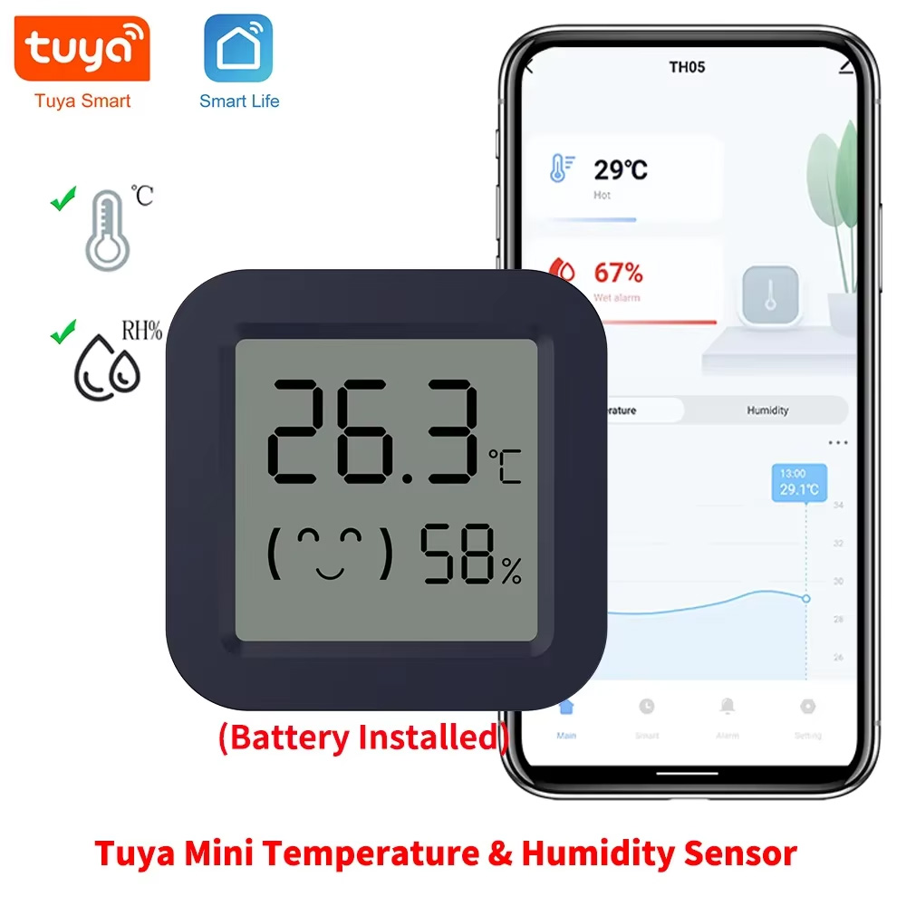 Tuya Smart - Mini Smart Thermometer Hygrometer Temperatuur-vochtigheidssensor APP