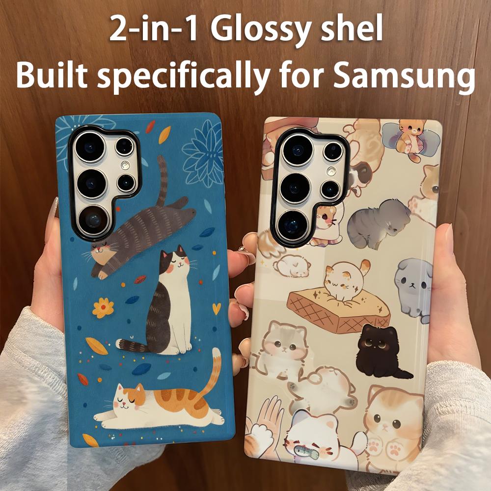 Shelly - Leuke kat telefoonhoes 2-in-1 glanzende schaal
