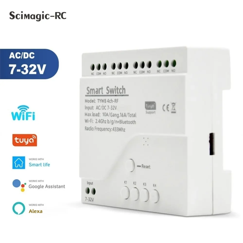 Tuya 4 Channel - Tuya Smart WiFi 7-32V 85-250V Schakelaar