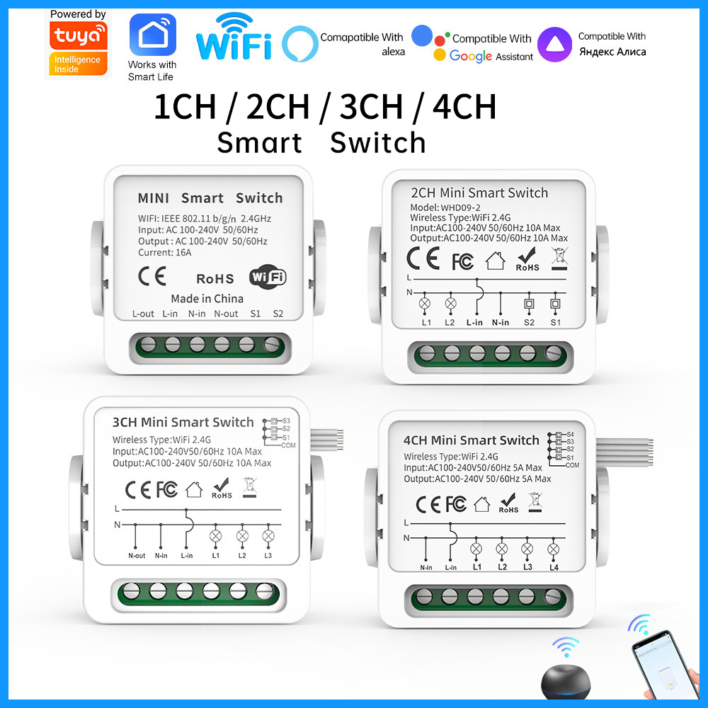Tuya WiFi Smart Switch 1/2/3/4 - Smart Relay Tuya recensie en prijs