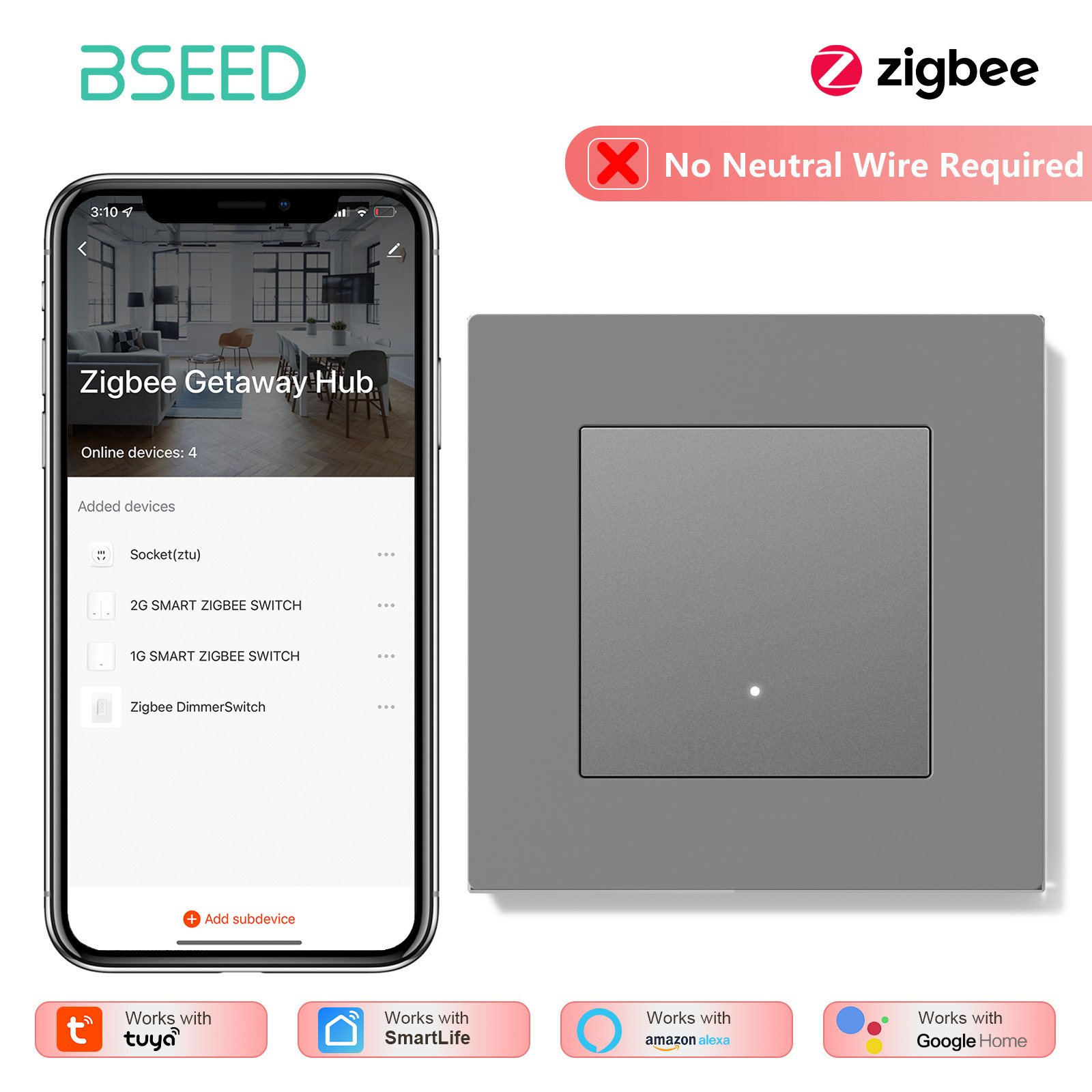 BSEED 1/2/3/4Gang Zigbee Licht - Tuya 4 Channel recensie en prijs