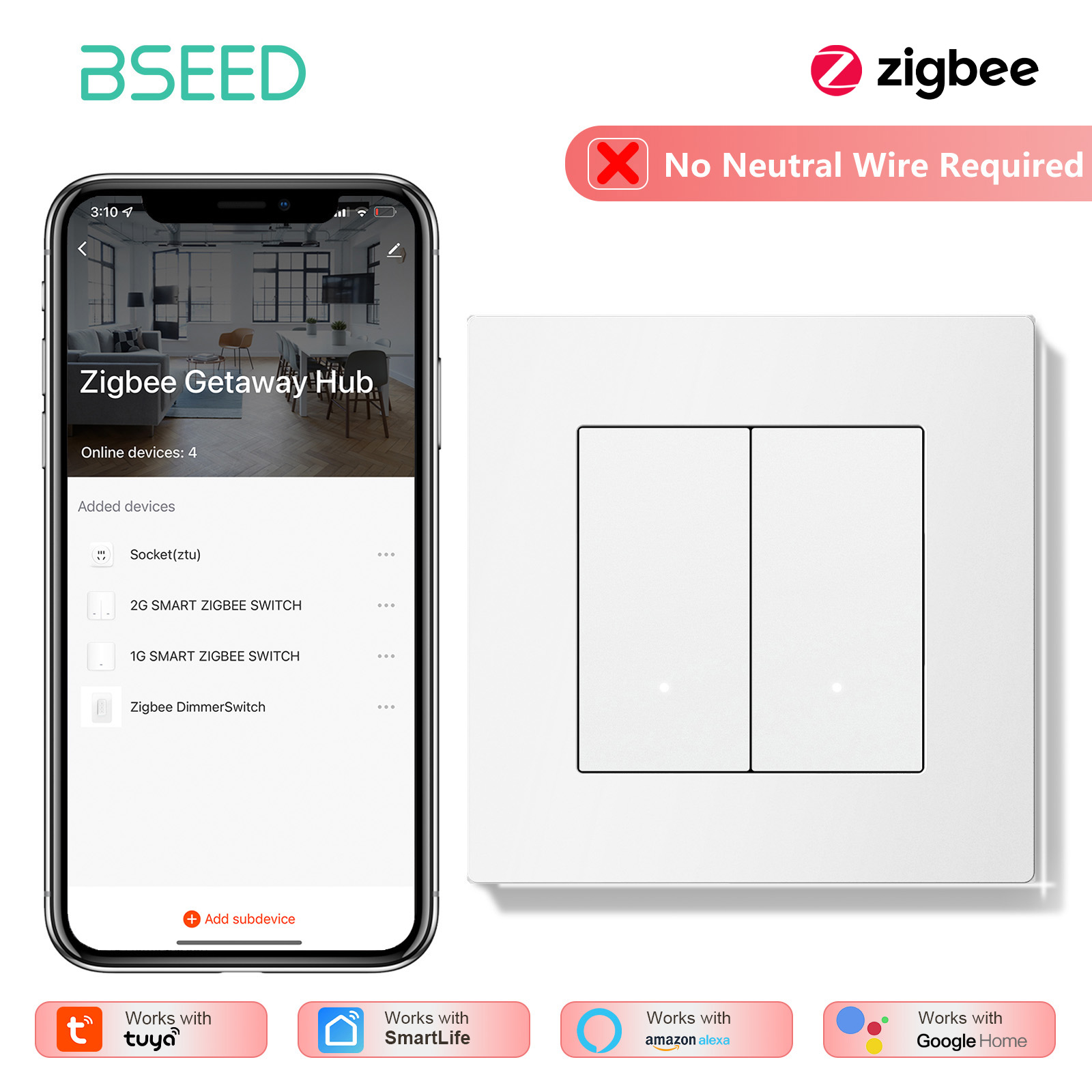 BSEED 1/2/3/4Gang Zigbee Licht - Tuya 4 Channel recensie en prijs
